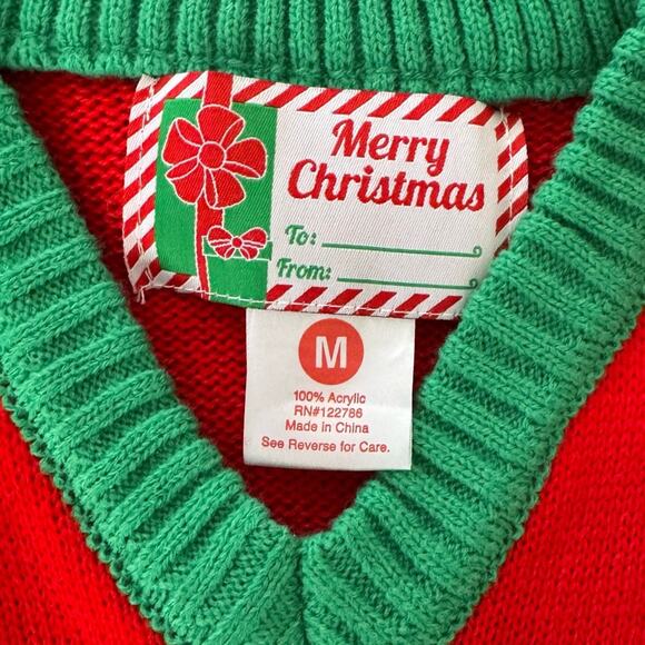 Vintage Christmas Knitted Sweater Vest Ugly Sweater Party  Cute Reindeer Size M - Picture 5 of 8